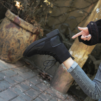 2020 autumn and winter new handsome Martin boots womens British style thin boots womens single boots wool socks boots thick heel