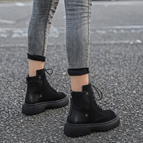 Handsome Velvet Martin boots womens 2020 new wild personality thick-soled thick-heeled boots motorcycle boots show thin British style
