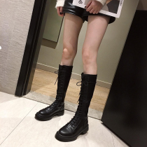 Long barrel womens boots 2019 new autumn and winter velvet Martin boots British wind wild medium-high boots children but the knee