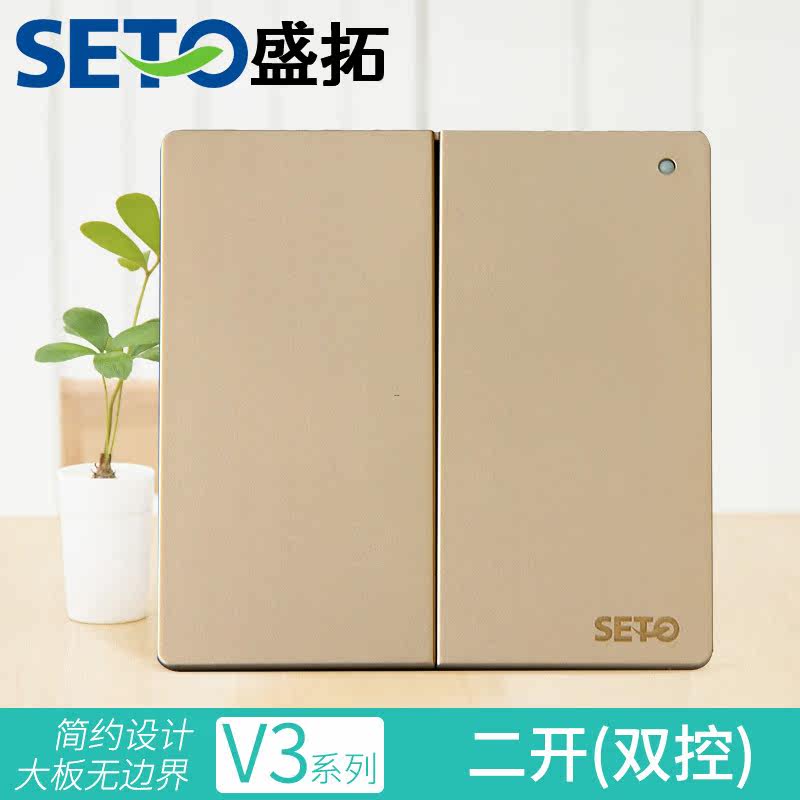 Sheng Tuo 86 Type Champagne Gold Large Board Wall Switch Socket Combined Dico Double Cut Double-Cut Switch Panel