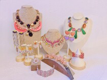 Vintage retro exaggerated MJ necklace crystal tassel earrings flower bracelet