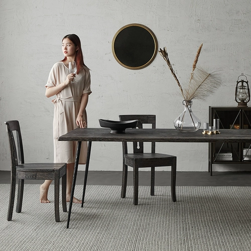 Sinabo/Nordic Silent Wind Full деревянный обеденный стул ретро промышленной ветер импорт дуб и мебель для смайликов