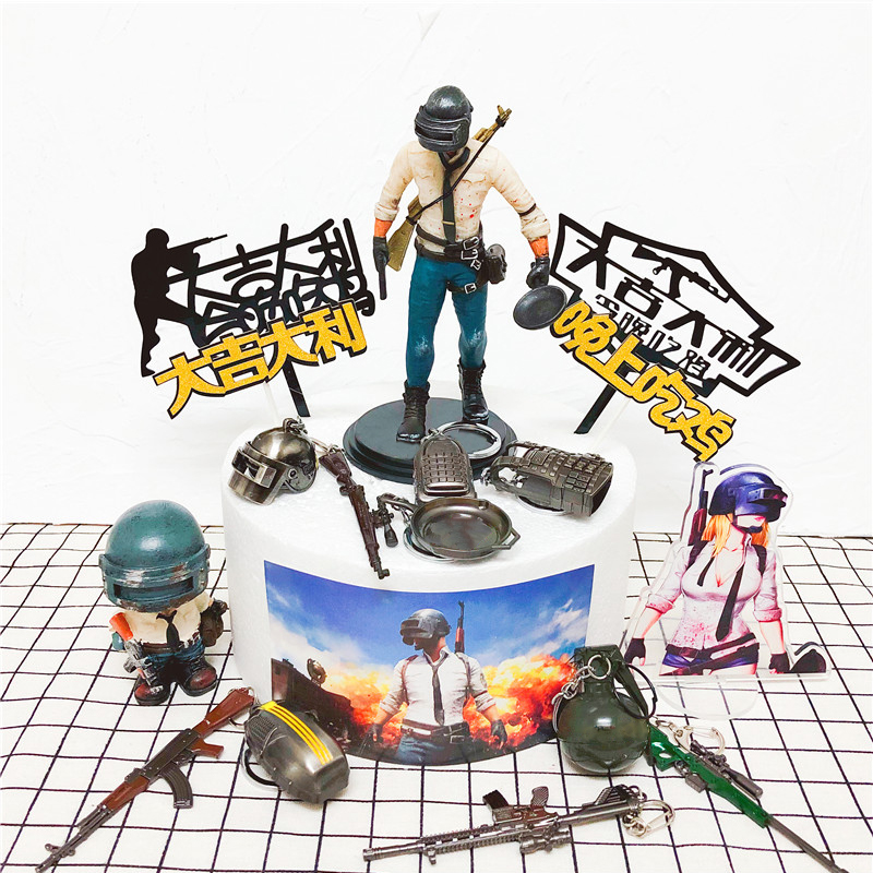 Cake Decoration Eating Chicken Pendulum Pieces Mesh Red Suit Jedi Big Italian Night Eat Chicken Cake Pendulum decorations