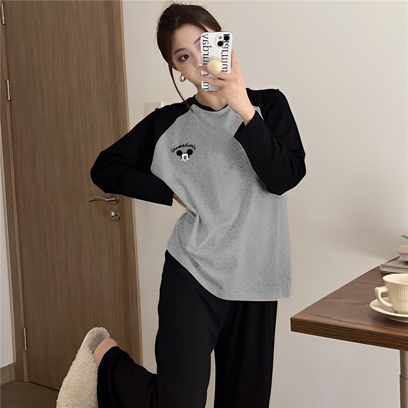 2026 New Women's Pajamas Spring and Autumn Long-Sleeved Long Pants Can Be Worn Outside Internet Celebrity Style Cute Plus Size Loungewear Set