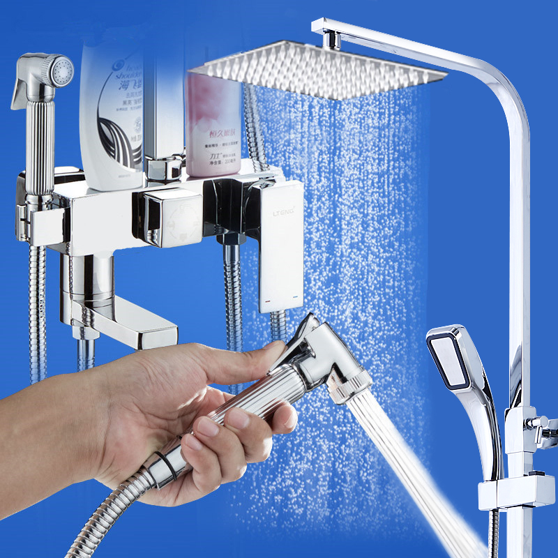 Mona Lisa All-copper Sprinkler Shower Head Cold and Heat Mixed Water Valve Hanging Wall Supercharge Faucet