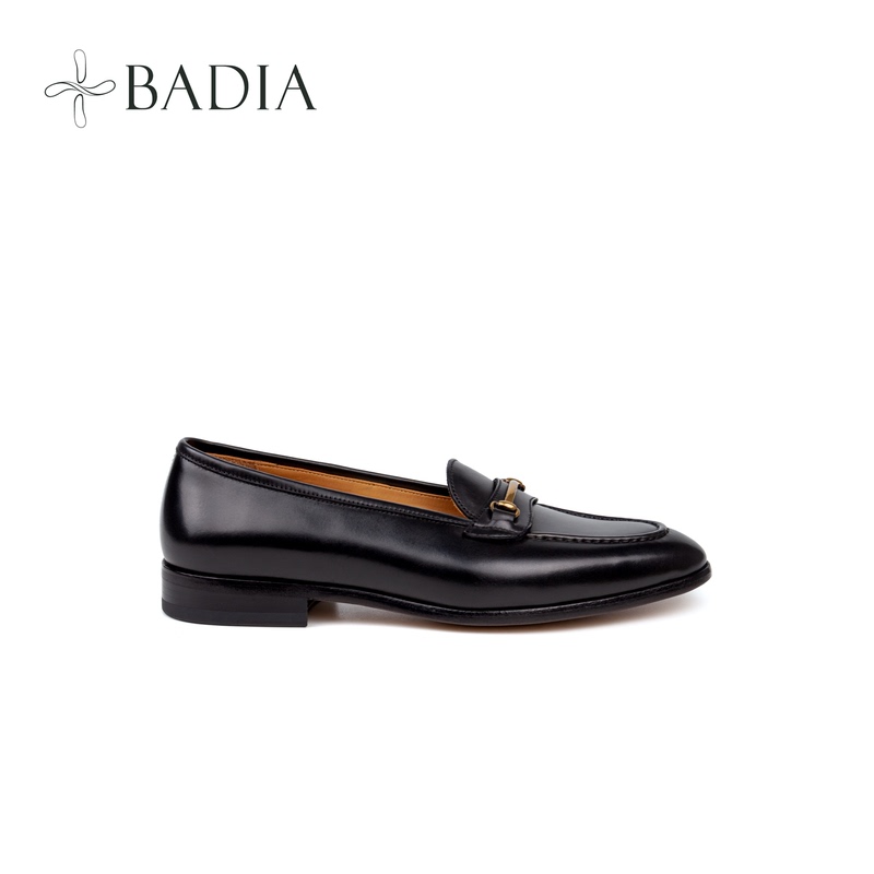 Badia Women's Horsebit Loafers, Black Classic Metal Buckle, Shallow Slip-On, First Layer Cowhide Leather Shoes Badia Women's Horsebit Loafers, Black Classic Metal Buckle, Shallow Slip-On, First Layer Cowhide Leather Shoes
