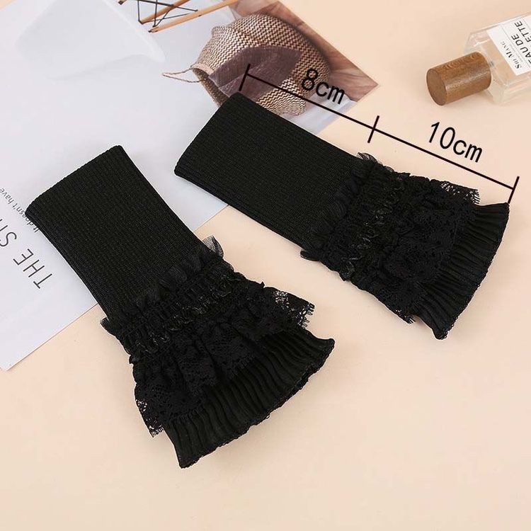 New Stylish Warm Knitted Lace-Trimmed Arm Warmers Winter Fashion Mesh Fake Sleeves Lace Sleeves