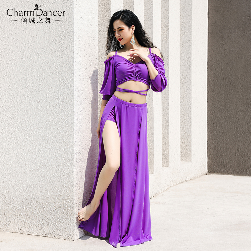 The Dance of the Leaning City Dance 2022 Spring Summer New Belly Dance Practice Costume Retro Lantern Sleeve Harness Water Yarn Practice Group Clothing