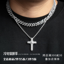 ICEGANG patch cross necklace hip-hop mens pendant silver couple gold-plated natural zircon full of diamond tide