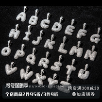 ICEGANG personalized custom letters full of diamond bubbles Europe and the United States hip-hop trend national tide DIY necklace pendant micro mosaic
