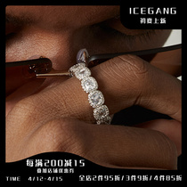 ICEGANG Ice Sugar Full Drilling Mixed Inlaid Rings Design Sensation Superior Mens Rings Ins currents European and American Hip Hop Zircon