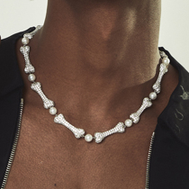 ICEGANG Original Bone Pearl Mother Bay Necklace Hip-hop Hiphop Mosaic Natural Zircon and American Ins