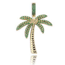 ICEGANG European and American hip hop Rap HIPHOP Golden Diamond coconut tree pendant men and women zircon trend necklace