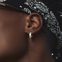 ICEGANGT square drilling single row zircon earrings earrings cool hip-hop and American trendy European and American gold and silver hiphop