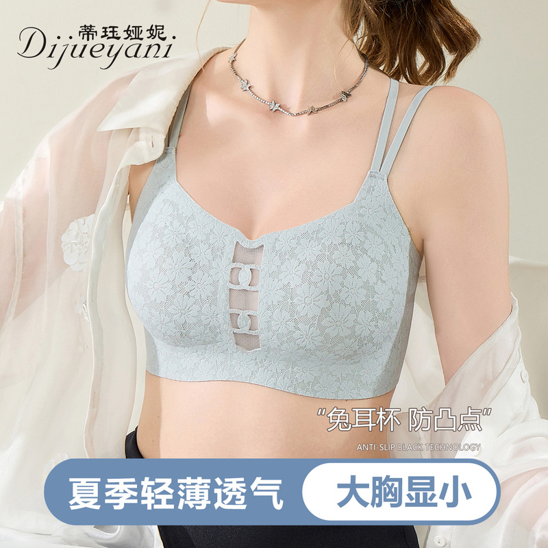 Summer Rabbit Ear Bra for Women, Ultra-Thin, Minimizes Large Busts, Plus Size, Strapless, Anti-Exposure, Seamless, Beautiful Back Bra