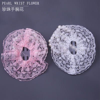Handmade DIY beaded hand flower accessories for brides, wedding bridesmaids, sisters, wrist flowers, pearl flowers, and hand-held flower accessories