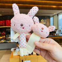 Japan homegrown baby baby pure cotton plush appeasement rattles with bells holding a toy wrist bell