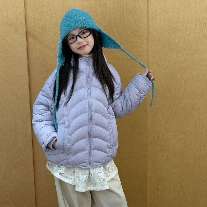 Children's Ribbed down Jacket 2026 New Style Twin Girls' Matching Outfits Hooded Thickened Winter Coat for Older Kids