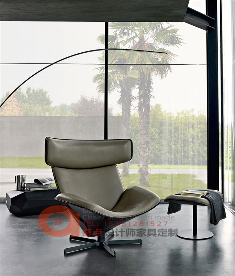 Bắc âu thiết kế nội thất Lounge Chair giải trí ghế ngồi có thể ngả da duy nhất ghế xoay