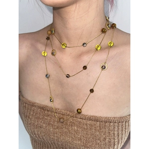 Atmshop Ретро французские разноцветные бусы, длинная версия, многоцелевое ожерелье, винтажное, высокая мода, сложенная цепочка для свитера