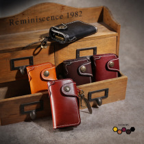 2020 new first layer cowhide leather European and American style mens and womens multi-functional vegetable tanned leather handmade key bag retro