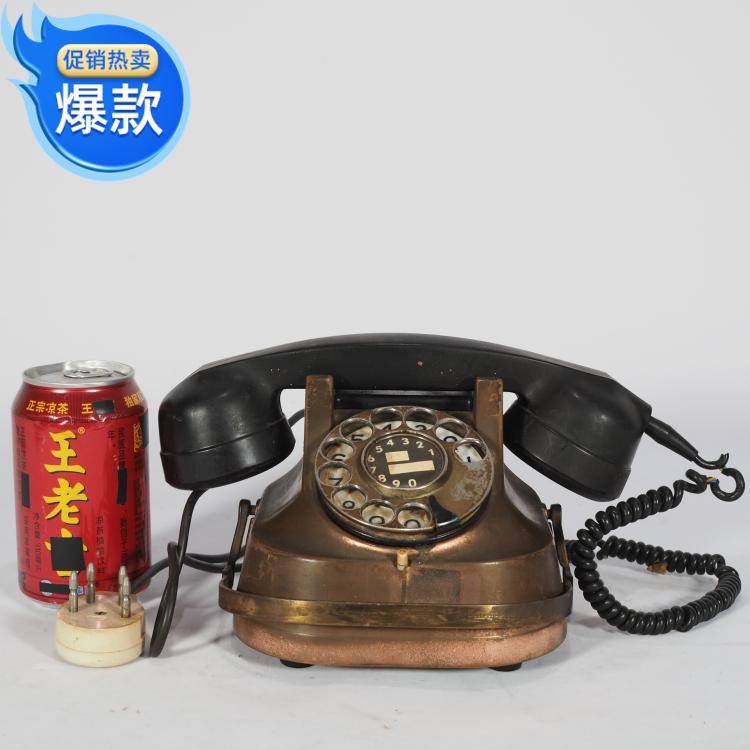 1940s Western antique portable rotary dial metal telephone old red copper phone folk old objects
