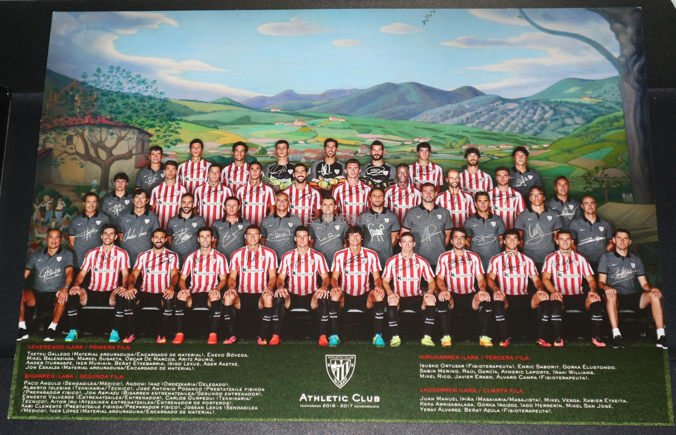 2016-17 West A Basque Bilbao Athletic Bilbao Official Print Signature Full Family FoPhoto Card