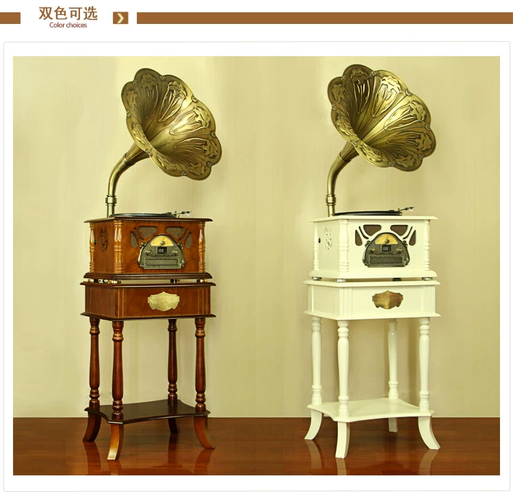 Tang Dian F267 máy ghi âm retro máy ghi âm cũ FM radio cổ loa lớn màu đen nhựa trang trí máy ghi âm 	máy nghe nhạc bằng đĩa than	