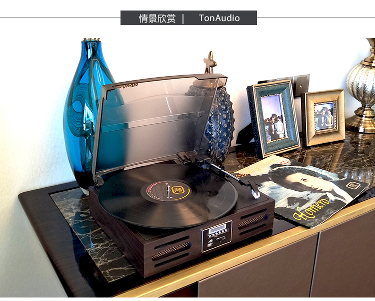 Máy ghi âm LP vinyl máy ghi âm retro cổ máy ghi âm cổ Bluetooth U đĩa hoài cổ bằng gỗ đài FM - Máy hát kim đĩa than technics
