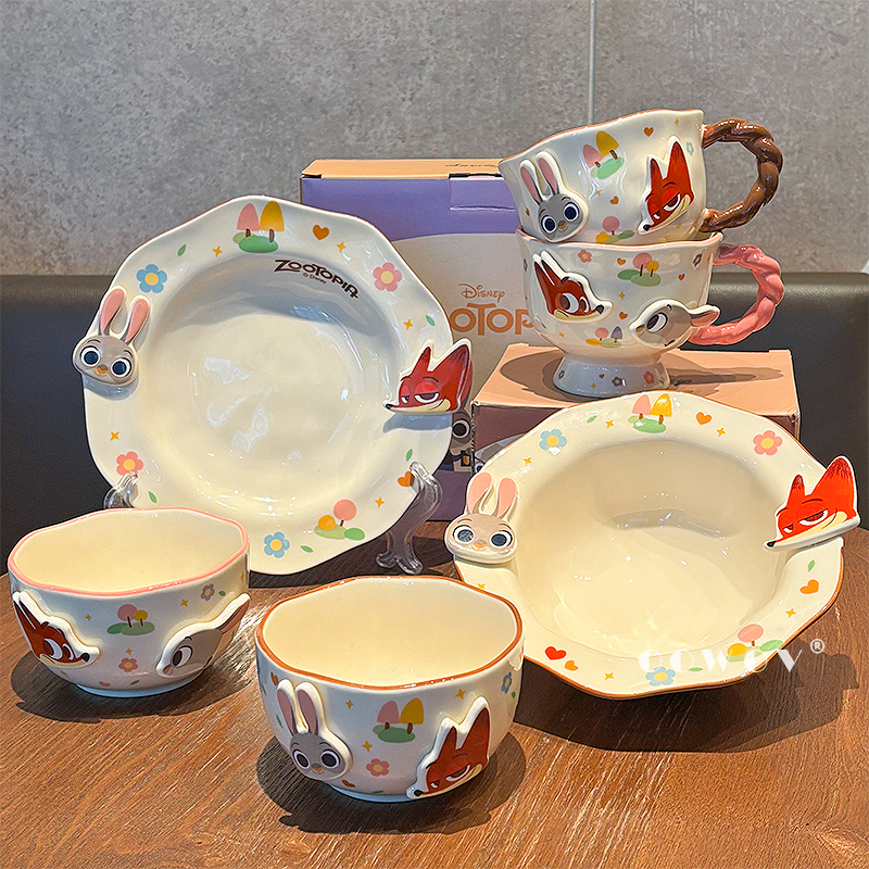Zootopia Ceramic Tableware Set Bowl Household 2026 New Model Housewarming Gift Plate Mug Souvenir
