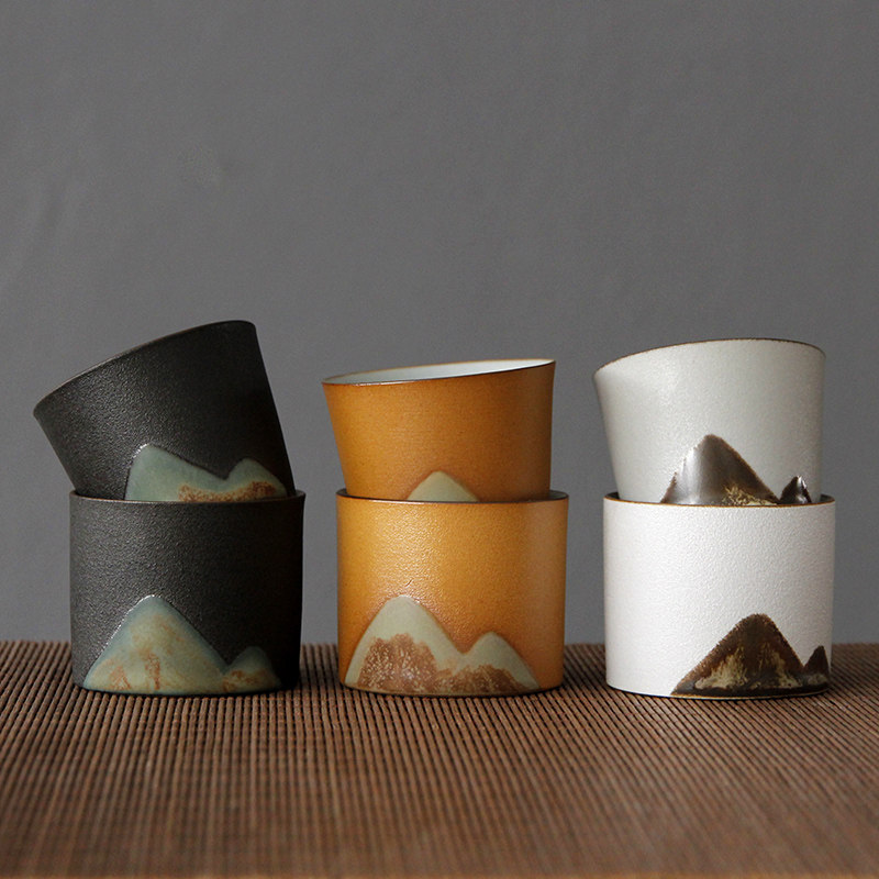 Ceramic tea cup kung fu tea set tea cup Zen black Japanese cup colored glaze cup tea cup daily small pottery cup
