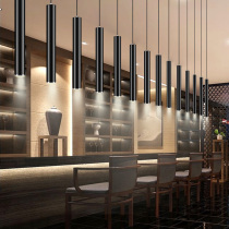led restaurant simple long tube cylindrical Nordic bar lighting front desk creative personality Black single head chandelier