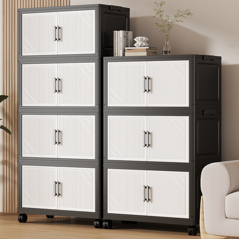 多层免安装折叠式储物柜家用带轮加厚收纳柜卧室厨房卫生间置物柜