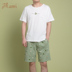 đồ ngủ cotton hàng đầu mens mùa hè ngắn tay mỏng trẻ in thở mens đơn giản quần áo nhà set mùa hè. 