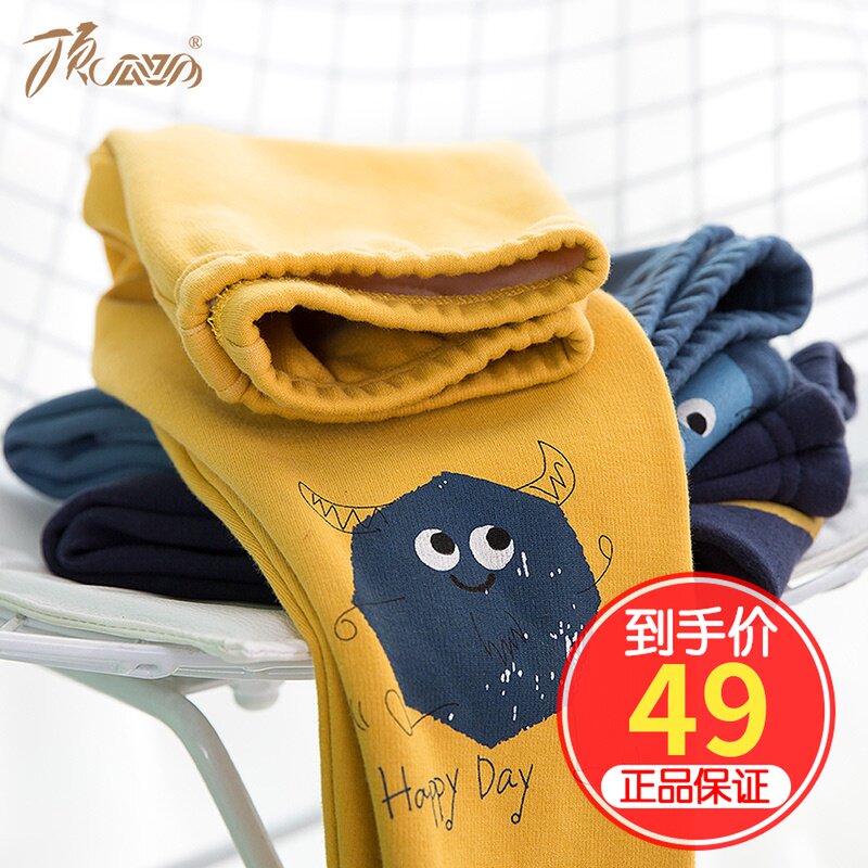 Top-Perpiter children warm pants boy sanitary pants with velvety thickened inner wear single pants winter CUHK boy boy warm cotton
