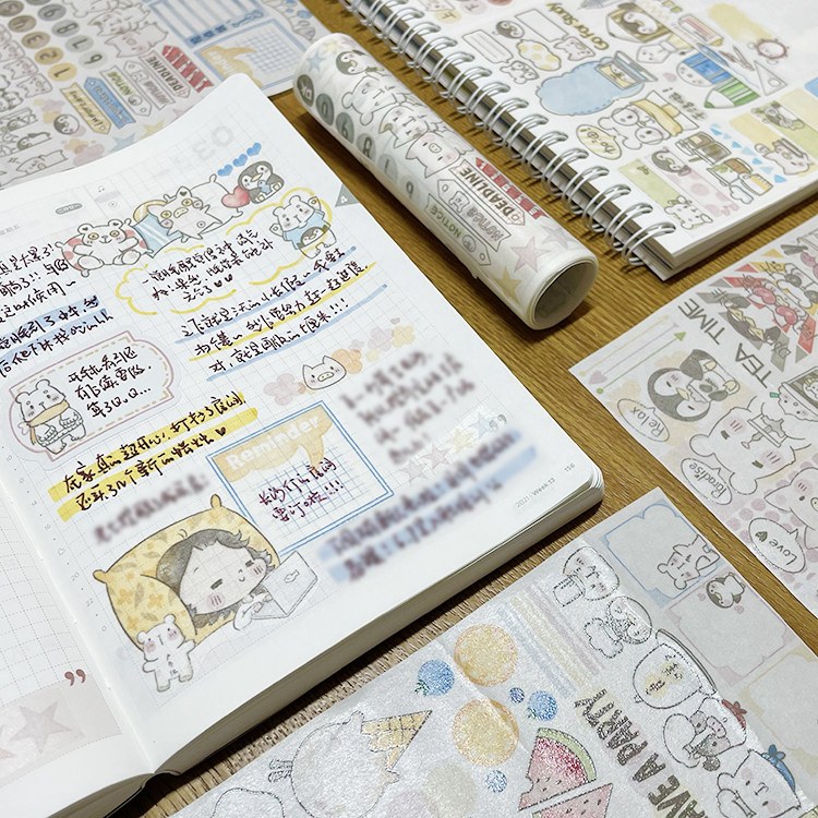 Small Penguin Fabrication Society Multi tape New version ten cm Snow State Reconciling Paper Duct Tape Hand Ledger Whole Roll Split