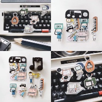 Spot Right Hand Superman Middle Sticker Explorer Machine Music Stationery Character Cute Superhuman Hand Tent Sticker Full Set