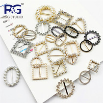 DIY metal pearl diamond-studded clothing corner buckle knot buckle female T-shirt triple buckle wire buckle belt buckle waist buckle