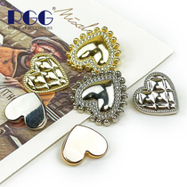 Fashion peach heart metal button plane heart-shaped buckle small fragrance rhombus mesh love diamond button womens clothes buckle