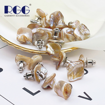 Irregular baroque shell button seam-free anti-light buckle special-shaped nail-free button detachable shirt clothes hidden button