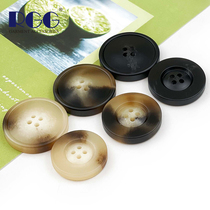 Imitation horn resin button double-sided pattern buckle wide side four-eye round button suit coat button female windbreaker button