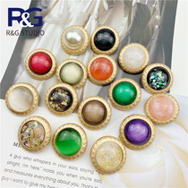 New Metal Button Pearl Emerald Cat Eye Button Resin Button Womens Suit Cardigan Jacket Tan Coat Buckle