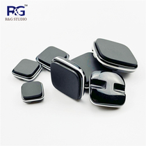 Black resin square button matte dark eye combination button womens woolen clothes buckle cashmere coat sweater button