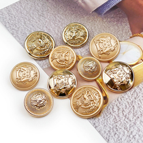 British style retro metal button simple fashion gold double lion button womens jacket windbreaker coat button suit button