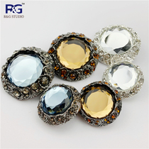 Fashionable new diamond button diamond button diamond buckle crystal button exquisite coat mink fur button