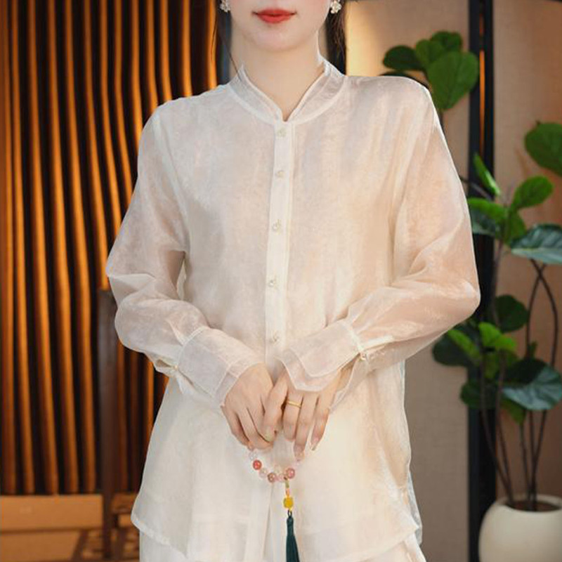New Chinese-Style National Fashion Shirt 2026 Autumn New Artistic Temperament Y Retro Stand-Up Collar Long-Sleeve Versatile Women's Top New Chinese-Style National Fashion Shirt 2026 Autumn New Artistic Temperament Y Retro Stand-Up Collar Long-Sleeve Versatile Women's Top