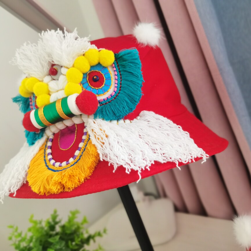妈咪爱手创国潮醒狮帽年帽手工刺绣DIY渔夫帽材料包，让你的手工创意无限大！🎨 -其它帽子定做-淘宝百科网