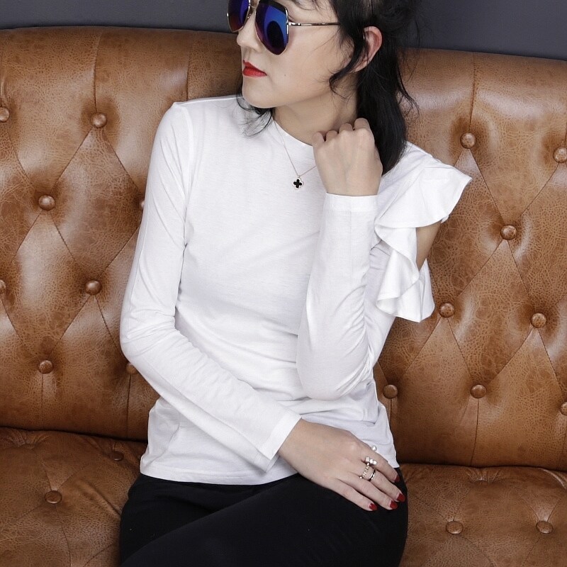 Europe station 2020 Spring autumn season new white currents Inn wind cotton swarm with undershirt long sleeve blouse T-shirt woman