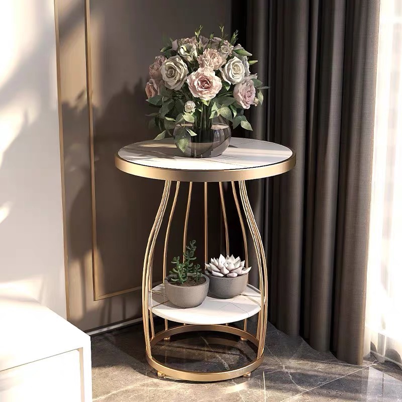 Light luxury simple modern side table bedside table Nordic living room sofa marble round table hotel side cabinet small coffee table