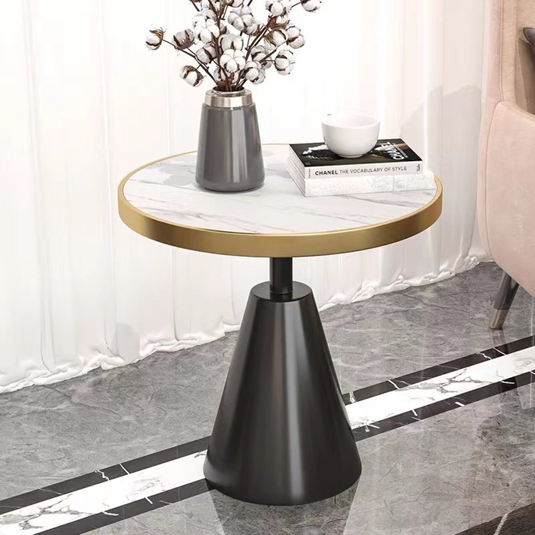 Light luxury marble round side table modern net red hotel sofa Italian slate small coffee table simple creative corner table